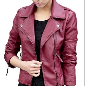 Red Faux Leather Jackey